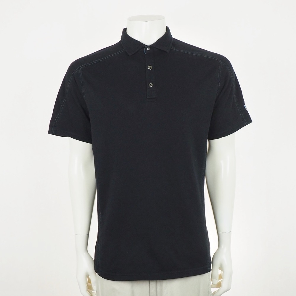 Kuhl Wayfarer Wildfibre Polo Shirt Mens Large Black Organic Cotton Outdoor Tech